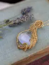 Moonstone and Bronze Wire Wrap Necklace